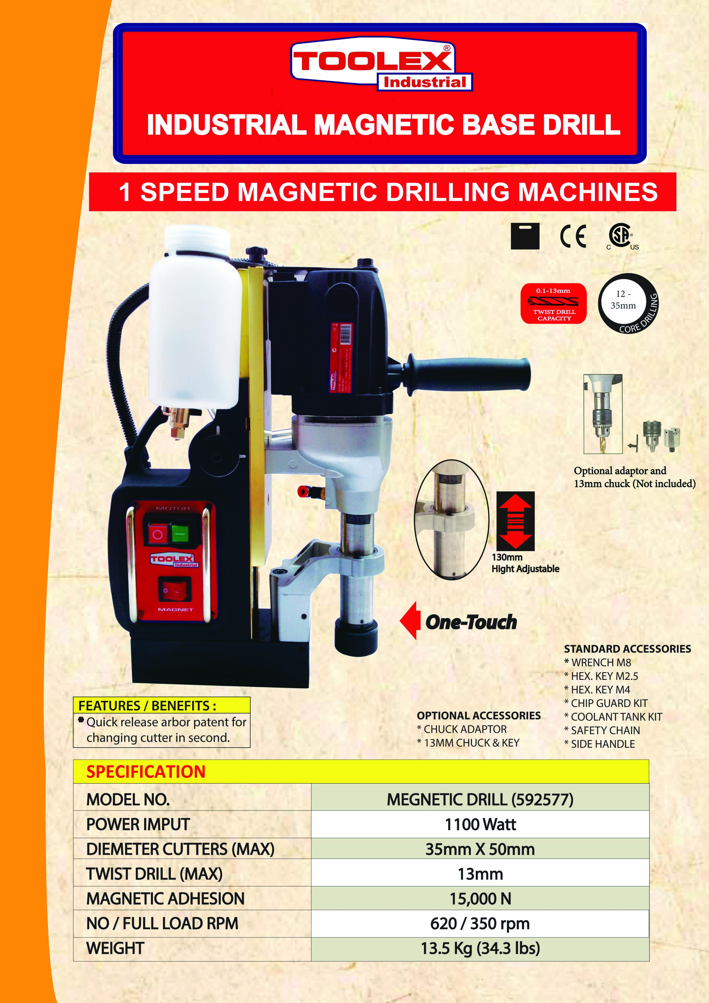 35mm x 50mm Toolex Magnetic Based Drll Machine
